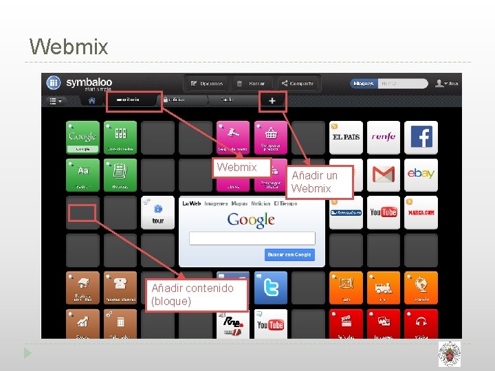 Webmix Añadir contenido (bloque) Añadir un Webmix 