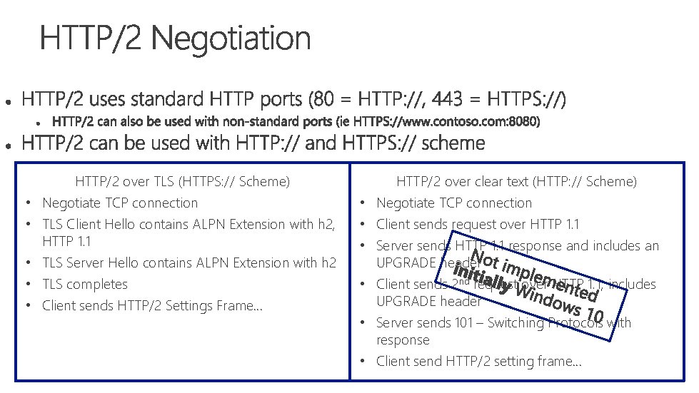 HTTP/2 over TLS (HTTPS: // Scheme) • Negotiate TCP connection • TLS Client Hello