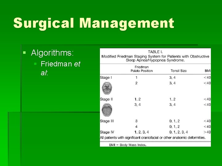 Surgical Management § Algorithms: § Friedman et al: 