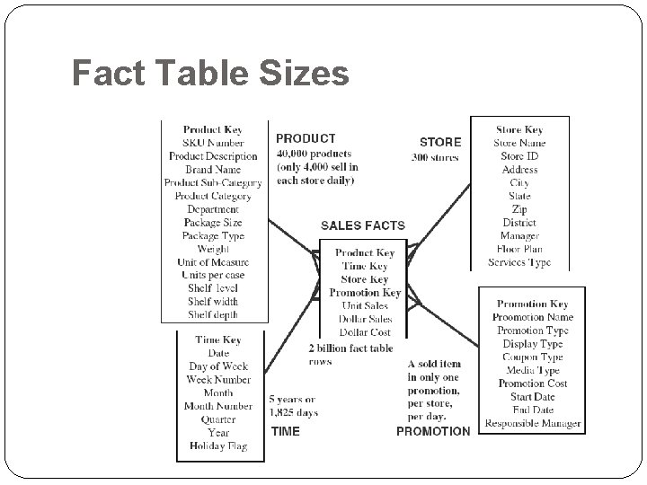 Fact Table Sizes 