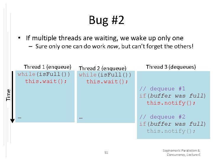 Bug #2 • If multiple threads are waiting, we wake up only one –