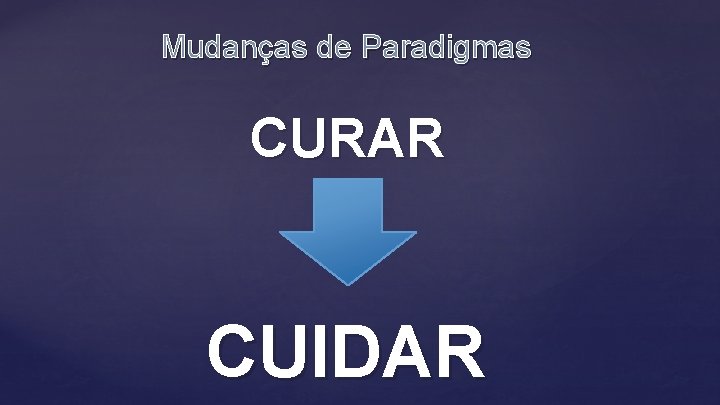 Mudanças de Paradigmas CURAR CUIDAR 