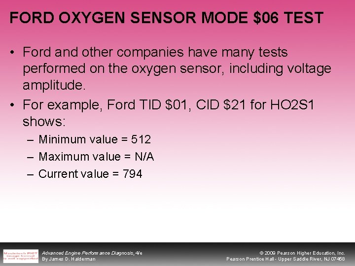 FORD OXYGEN SENSOR MODE $06 TEST • Ford and other companies have many tests