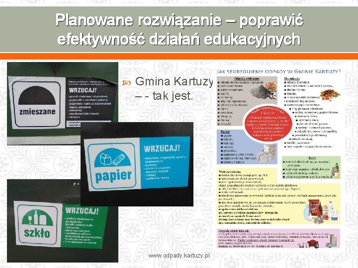 Planowane rozwiązanie – poprawić efektywność działań edukacyjnych Gmina Kartuzy – - tak jest. www.