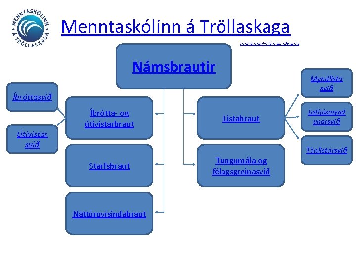 Menntaskólinn á Tröllaskaga Inntökuskilyrði námsbrauta Námsbrautir Myndlista svið Íþróttasvið Útivistar svið Íþrótta- og útivistarbraut