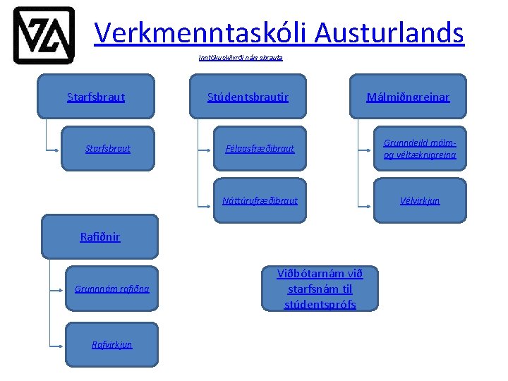 Verkmenntaskóli Austurlands Inntökuskilyrði námsbrauta Starfsbraut Stúdentsbrautir Félagsfræðibraut Grunndeild málmog véltæknigreina Náttúrufræðibraut Vélvirkjun Rafiðnir Grunnnám