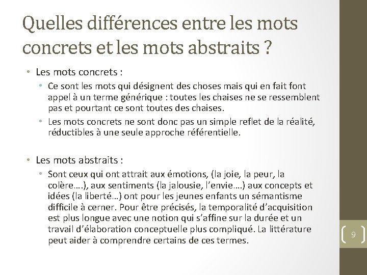 Quelles différences entre les mots concrets et les mots abstraits ? • Les mots