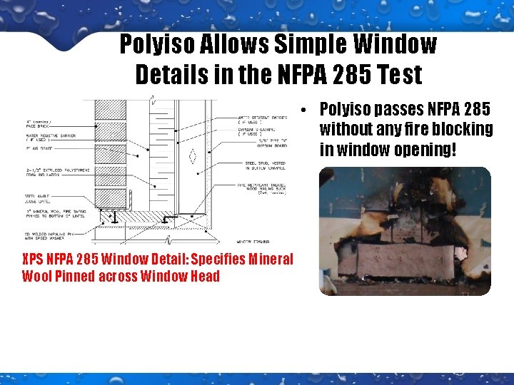 Polyiso Allows Simple Window Details in the NFPA 285 Test • Polyiso passes NFPA Polyiso Allows Simple Window Details in the NFPA 285 Test • Polyiso passes NFPA
