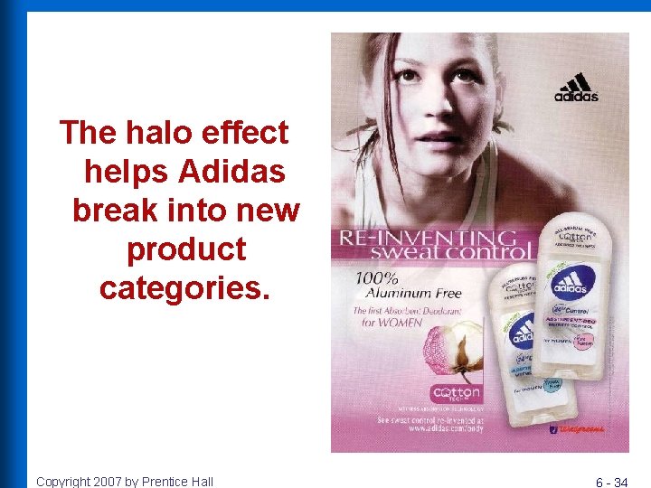 The halo effect helps Adidas break into new product categories. Copyright 2007 by Prentice