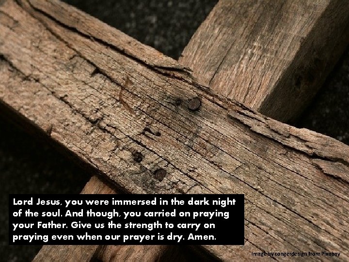 Lord Jesus, you were immersed in the dark night of the soul. And though,