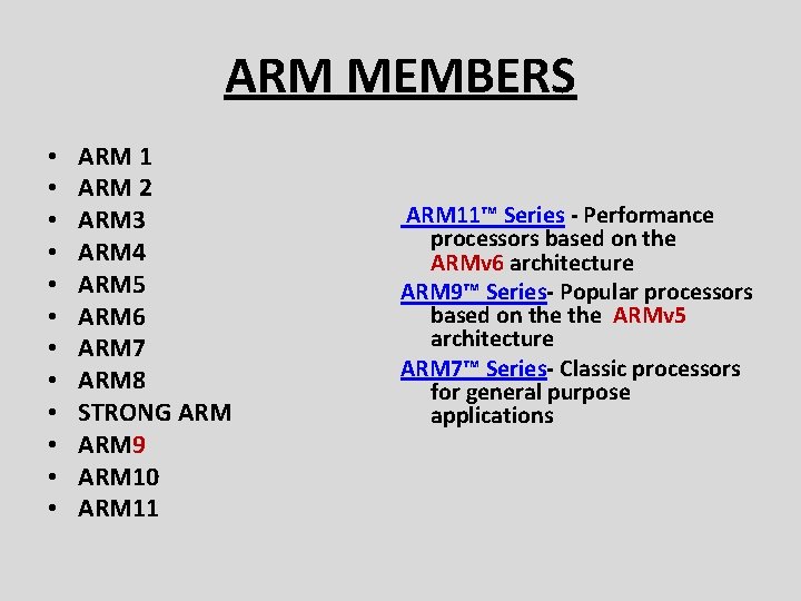 ARM MEMBERS • • • ARM 1 ARM 2 ARM 3 ARM 4 ARM ARM MEMBERS • • • ARM 1 ARM 2 ARM 3 ARM 4 ARM