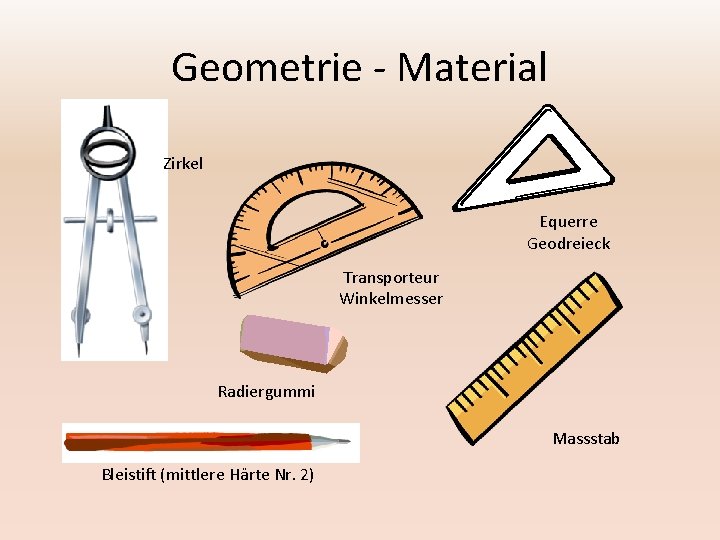 Geometrie - Material Zirkel Equerre Geodreieck Transporteur Winkelmesser Radiergummi Massstab Bleistift (mittlere Härte Nr.