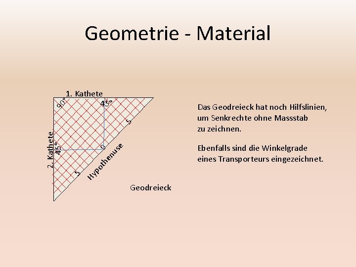 Geometrie - Material ot Hy p 5 Das Geodreieck hat noch Hilfslinien, um Senkrechte