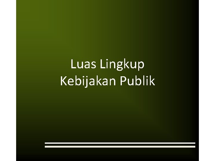 Luas Lingkup Kebijakan Publik 