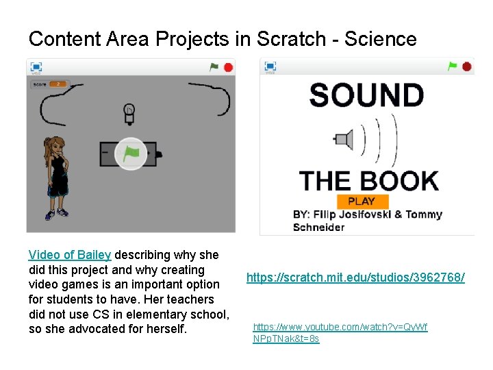Content Area Projects in Scratch - Science Video of Bailey describing why she did