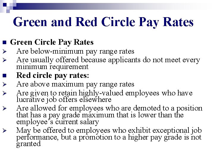 Green and Red Circle Pay Rates n Ø Ø Ø Ø Green Circle Pay Green and Red Circle Pay Rates n Ø Ø Ø Ø Green Circle Pay