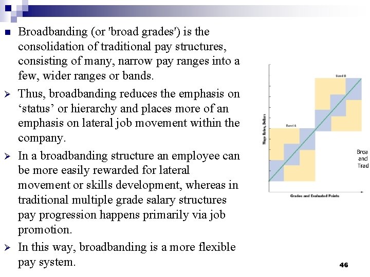 n Ø Ø Ø Broadbanding (or 'broad grades') is the consolidation of traditional pay n Ø Ø Ø Broadbanding (or 'broad grades') is the consolidation of traditional pay