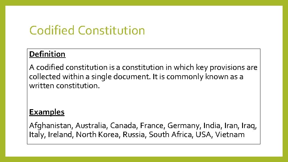 Codified Constitution Definition A codified constitution is a constitution in which key provisions are Codified Constitution Definition A codified constitution is a constitution in which key provisions are