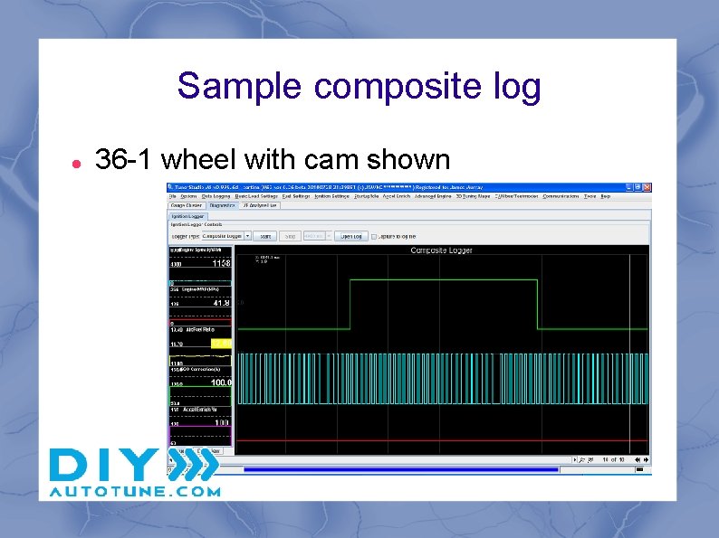 Sample composite log 36 -1 wheel with cam shown 