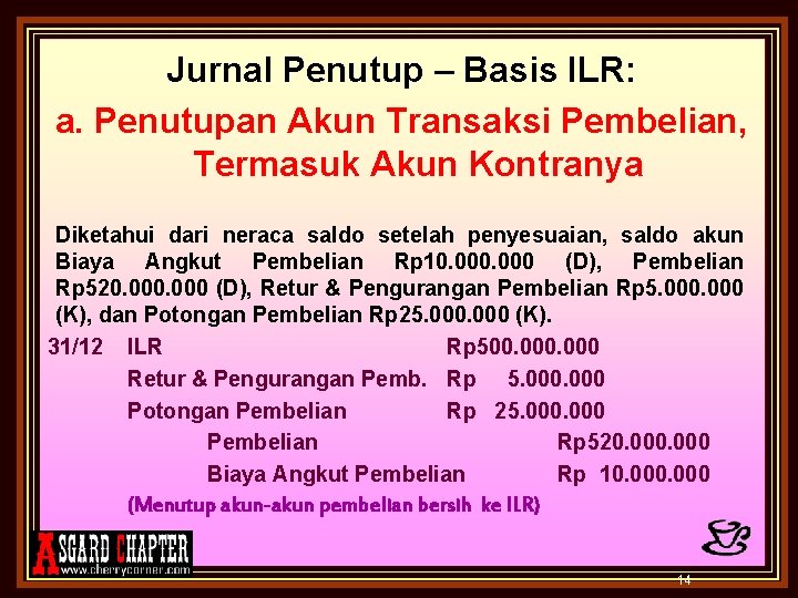 Jurnal Penutup – Basis ILR: a. Penutupan Akun Transaksi Pembelian, Termasuk Akun Kontranya Diketahui