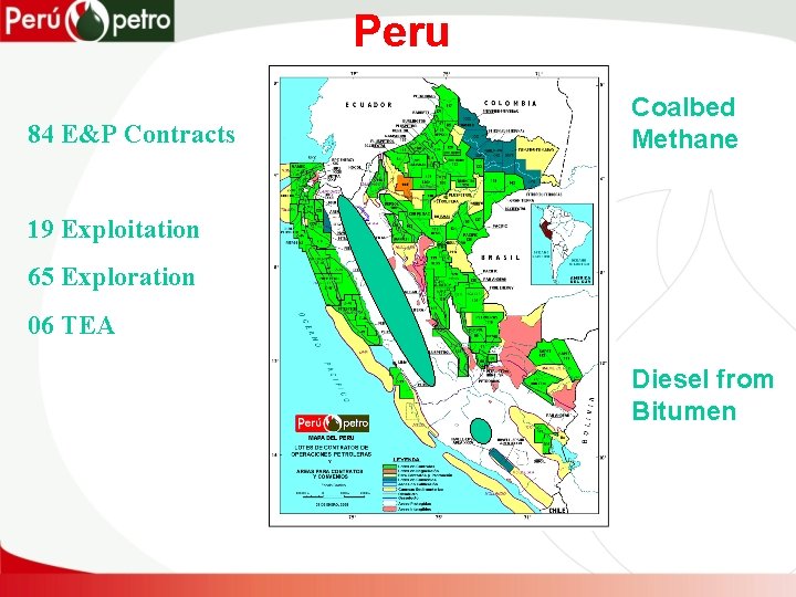 Peru 84 E&P Contracts Coalbed Methane 19 Exploitation 65 Exploration 06 TEA Diesel from