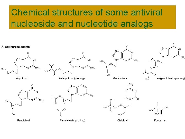 Chemical structures of some antiviral nucleoside and nucleotide analogs 