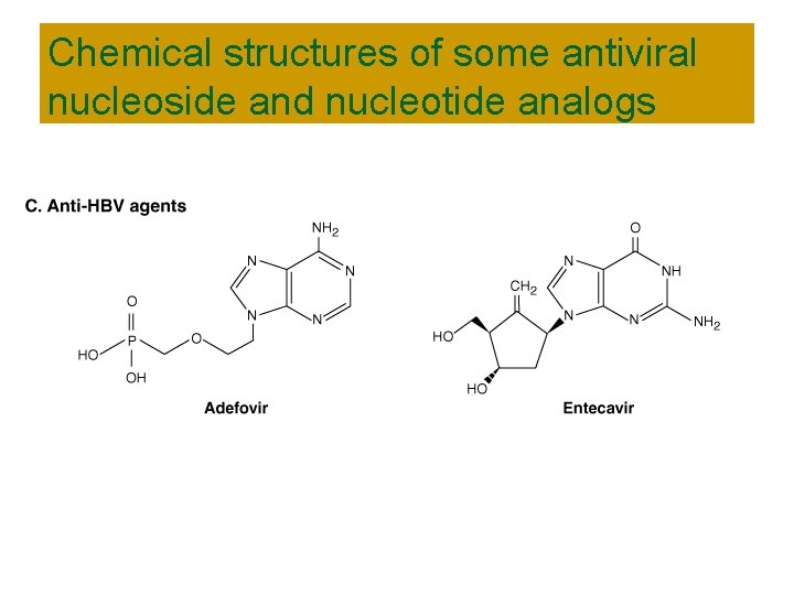 Chemical structures of some antiviral nucleoside and nucleotide analogs 