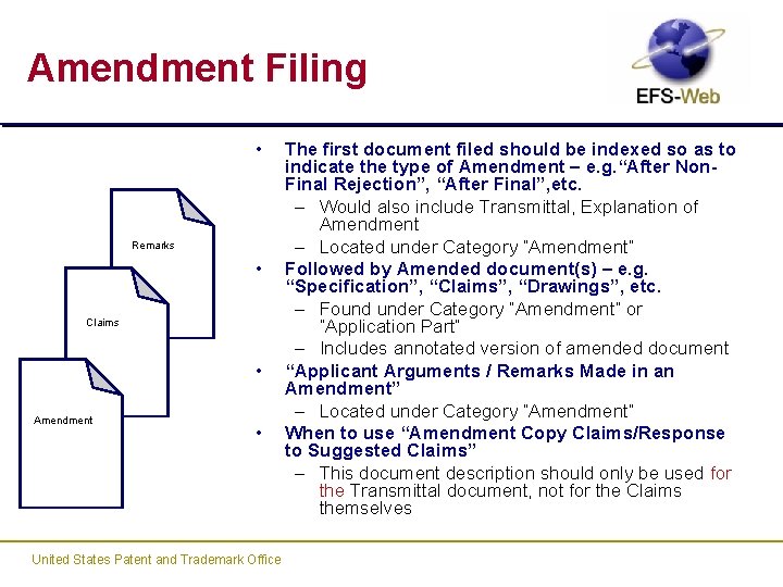 Amendment Filing • Remarks • Claims • Amendment • United States Patent and Trademark
