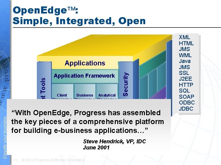 Open. Edge : Simple, Integrated, Open Application Framework Client Business Analytical Processing App. Mgmt.