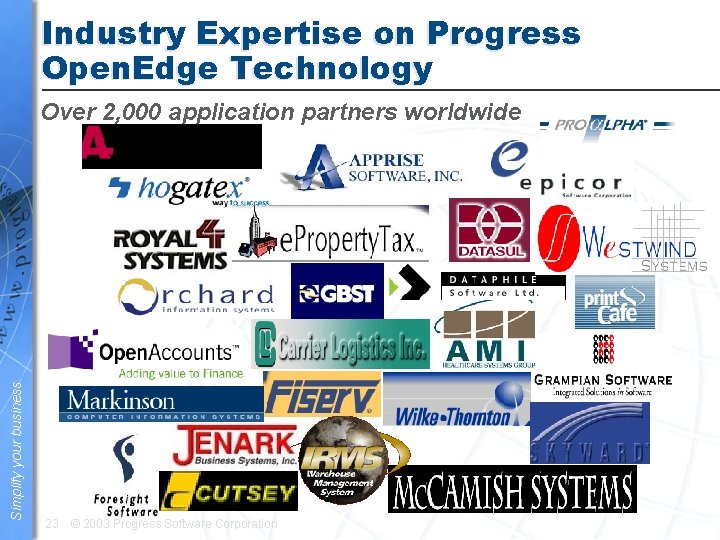 Industry Expertise on Progress Open. Edge Technology Simplify your business Over 2, 000 application