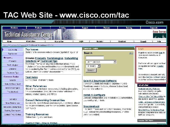 TAC Web Site - www. cisco. com/tac Presentation_ID © 2001, Cisco Systems, Inc. All