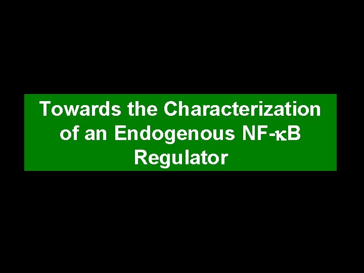 Towards the Characterization of an Endogenous NF- B Regulator 