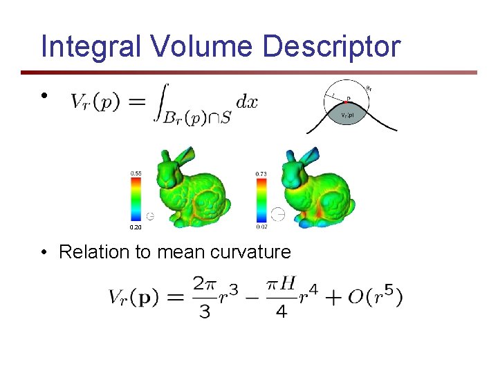 Integral Volume Descriptor • 0. 20 • Relation to mean curvature 