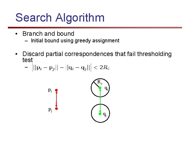 Search Algorithm • Branch and bound – Initial bound using greedy assignment • Discard