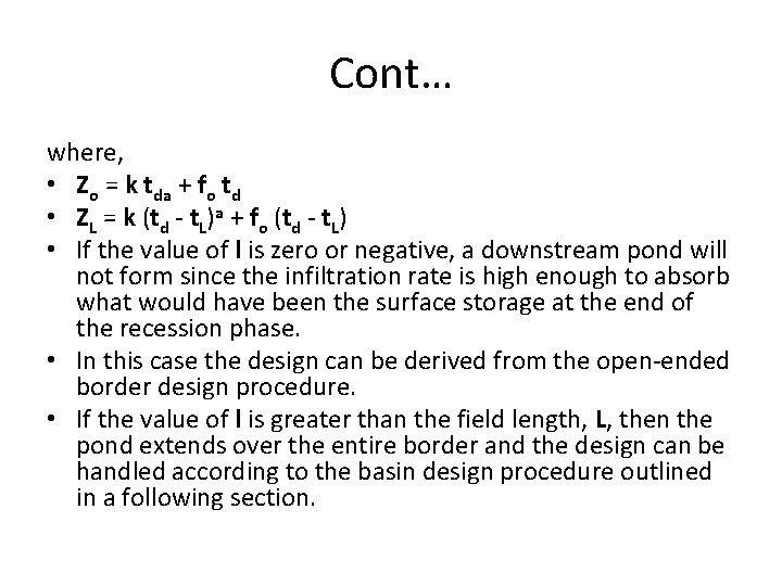 Cont… where, • Zo = k tda + fo td • ZL = k