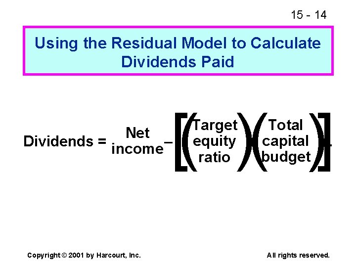 15 - 14 Using the Residual Model to Calculate Dividends Paid [( )( )]