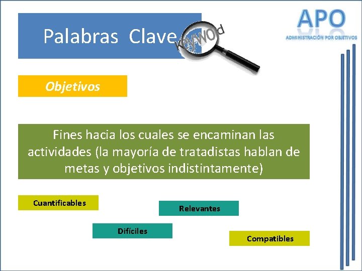 Palabras Clave Objetivos Fines hacia los cuales se encaminan las actividades (la mayoría de Palabras Clave Objetivos Fines hacia los cuales se encaminan las actividades (la mayoría de