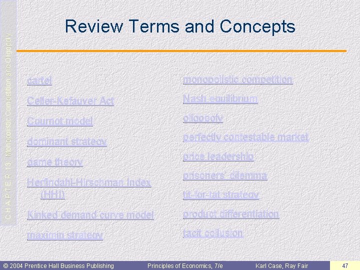 C H A P T E R 13: Monopolistic Competition and Oligopoly Review Terms