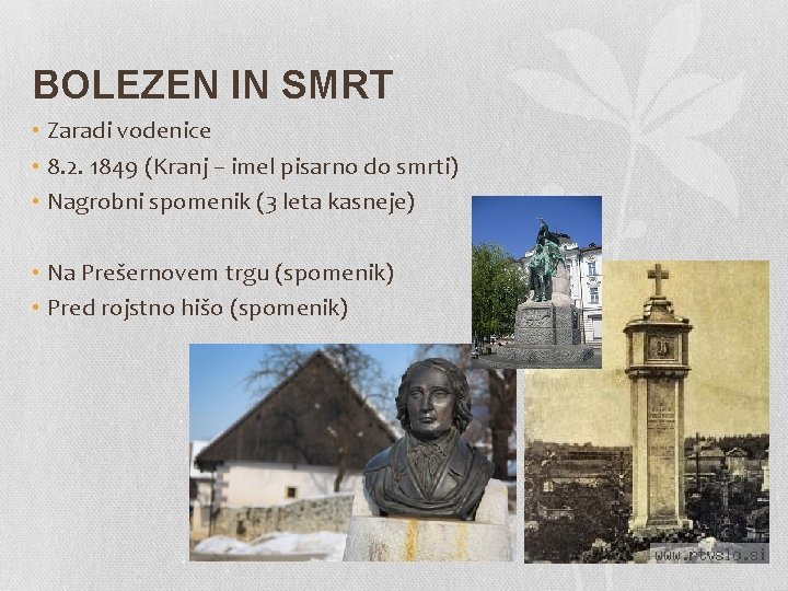 BOLEZEN IN SMRT • Zaradi vodenice • 8. 2. 1849 (Kranj – imel pisarno