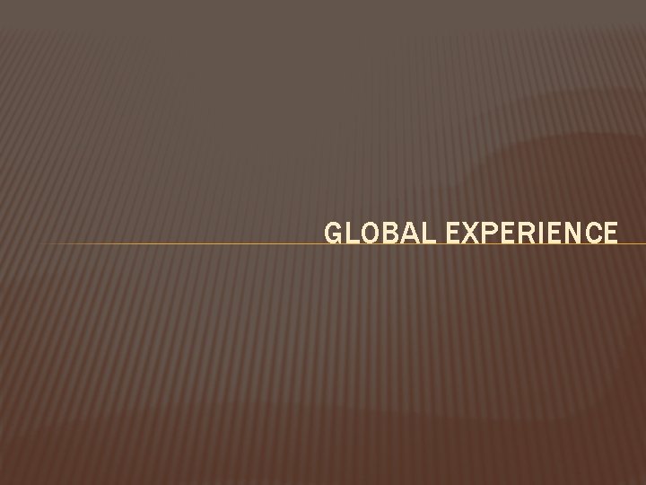 GLOBAL EXPERIENCE 