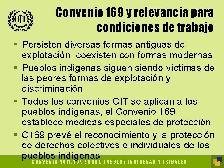 Convenio 169 y relevancia para condiciones de trabajo § Persisten diversas formas antiguas de