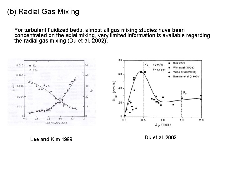 (b) Radial Gas Mixing For turbulent fluidized beds, almost all gas mixing studies have