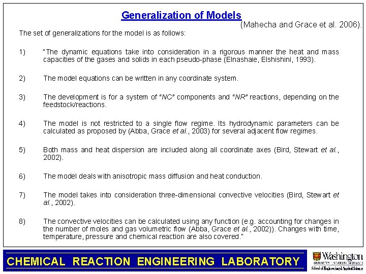 Generalization of Models (Mahecha and Grace et al. 2006). The set of generalizations for