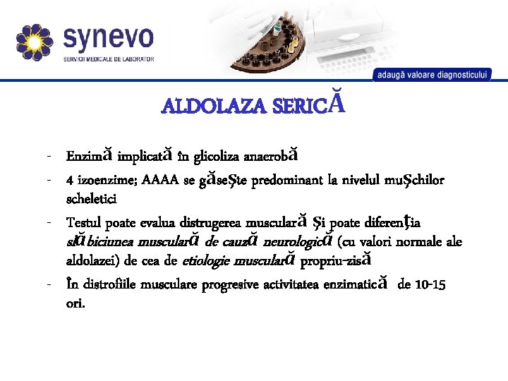 ALDOLAZA SERICĂ - Enzimă implicată în glicoliza anaerobă - 4 izoenzime; AAAA se găseşte