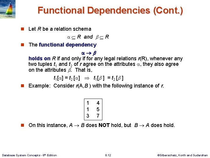 Functional Dependencies (Cont. ) n Let R be a relation schema R and R