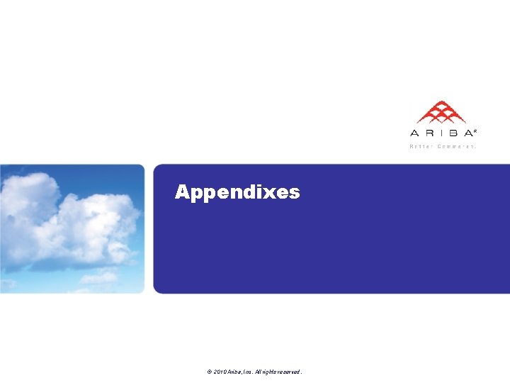 Appendixes © 2010 Ariba, Inc. All rights reserved. Appendixes © 2010 Ariba, Inc. All rights reserved.