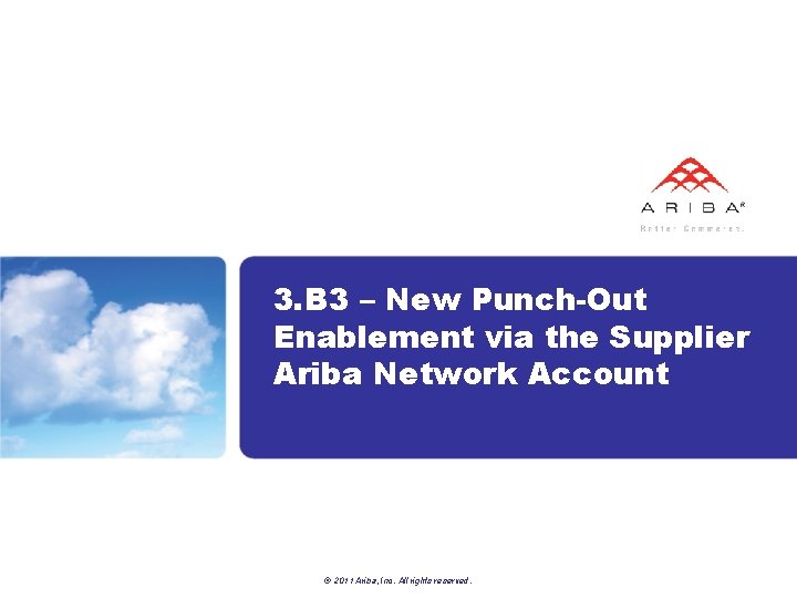 3. B 3 – New Punch-Out Enablement via the Supplier Ariba Network Account © 3. B 3 – New Punch-Out Enablement via the Supplier Ariba Network Account ©