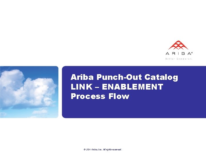 Ariba Punch-Out Catalog LINK – ENABLEMENT Process Flow © 2011 Ariba, Inc. All rights Ariba Punch-Out Catalog LINK – ENABLEMENT Process Flow © 2011 Ariba, Inc. All rights