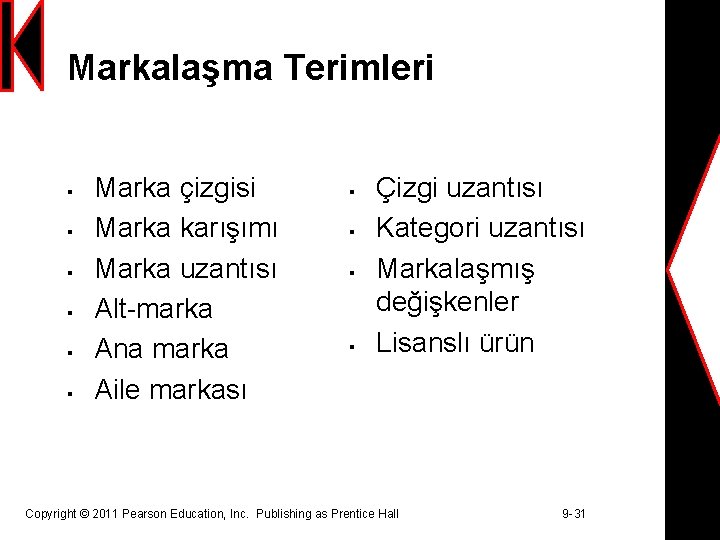 Markalaşma Terimleri § § § Marka çizgisi Marka karışımı Marka uzantısı Alt-marka Ana marka