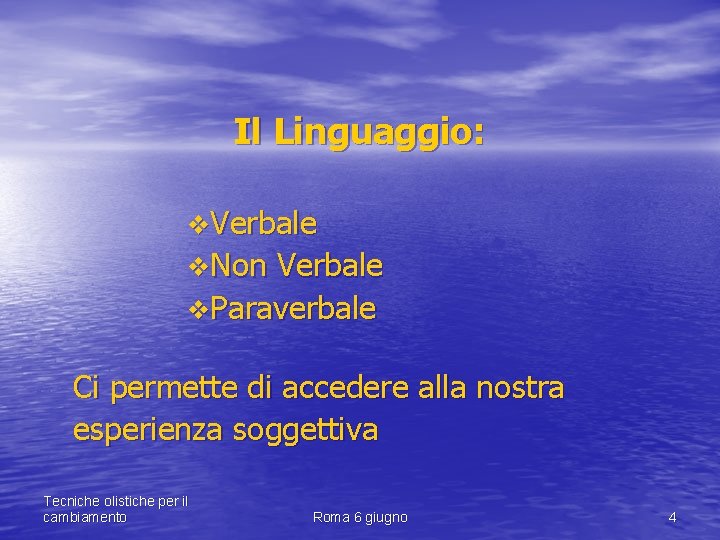 Il Linguaggio: v. Verbale v. Non Verbale v. Paraverbale Ci permette di accedere alla